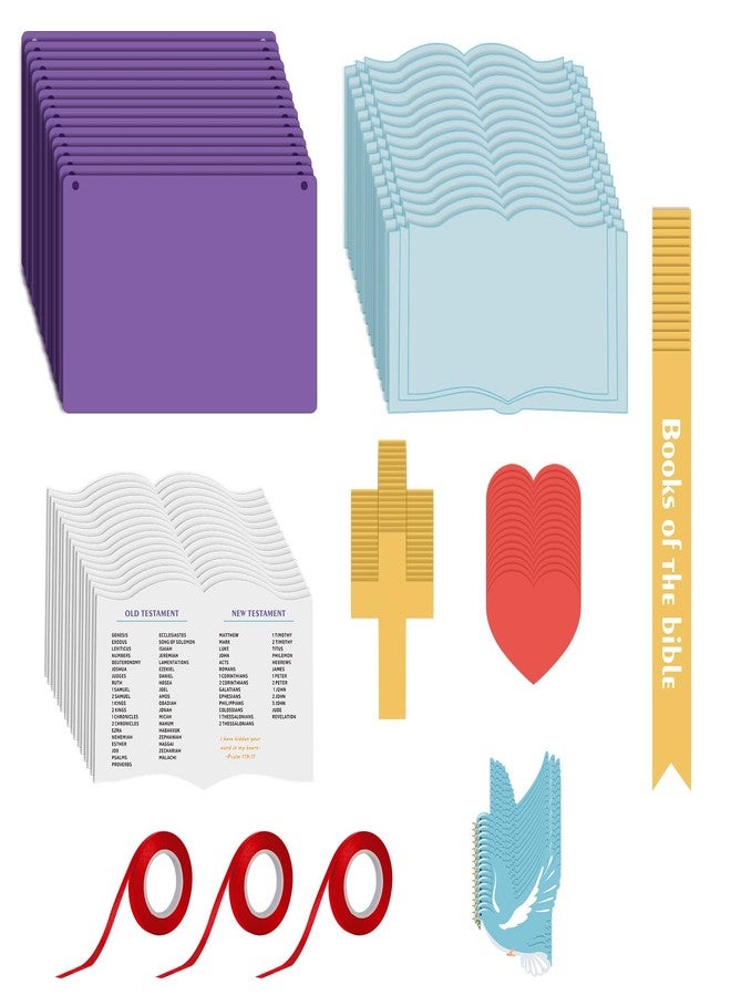 PLUVAVA 32 Set Books of The Bible Craft Kit Sunday School Crafts DIY Christian Bible Sticker Hanging Ornament for School Home Classroom Religious VBS Church Activities - Image 1